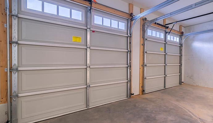 A newly installed garage door